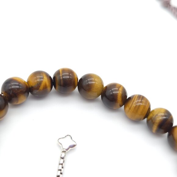 David Yurman Sterling Silver 8mm Tiger's Eye Spiritual Bead Beaded Pull Bracelet - Picture 6 of 7